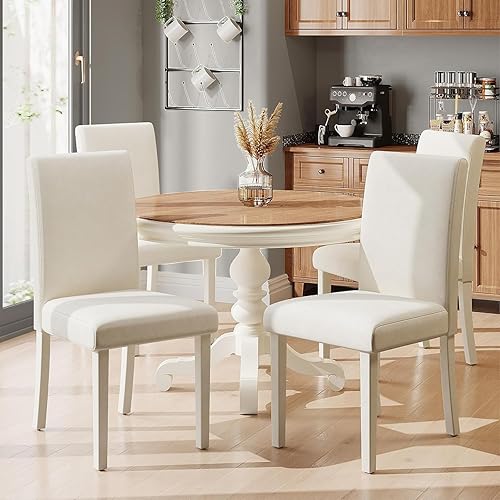 Miniatura 2 de AMERLIFE Juego de 4 sillas de comedor tapizadas de terciopelo, diseño minimalista moderno Parsons con respaldo alto curvo, ribete completo y patas