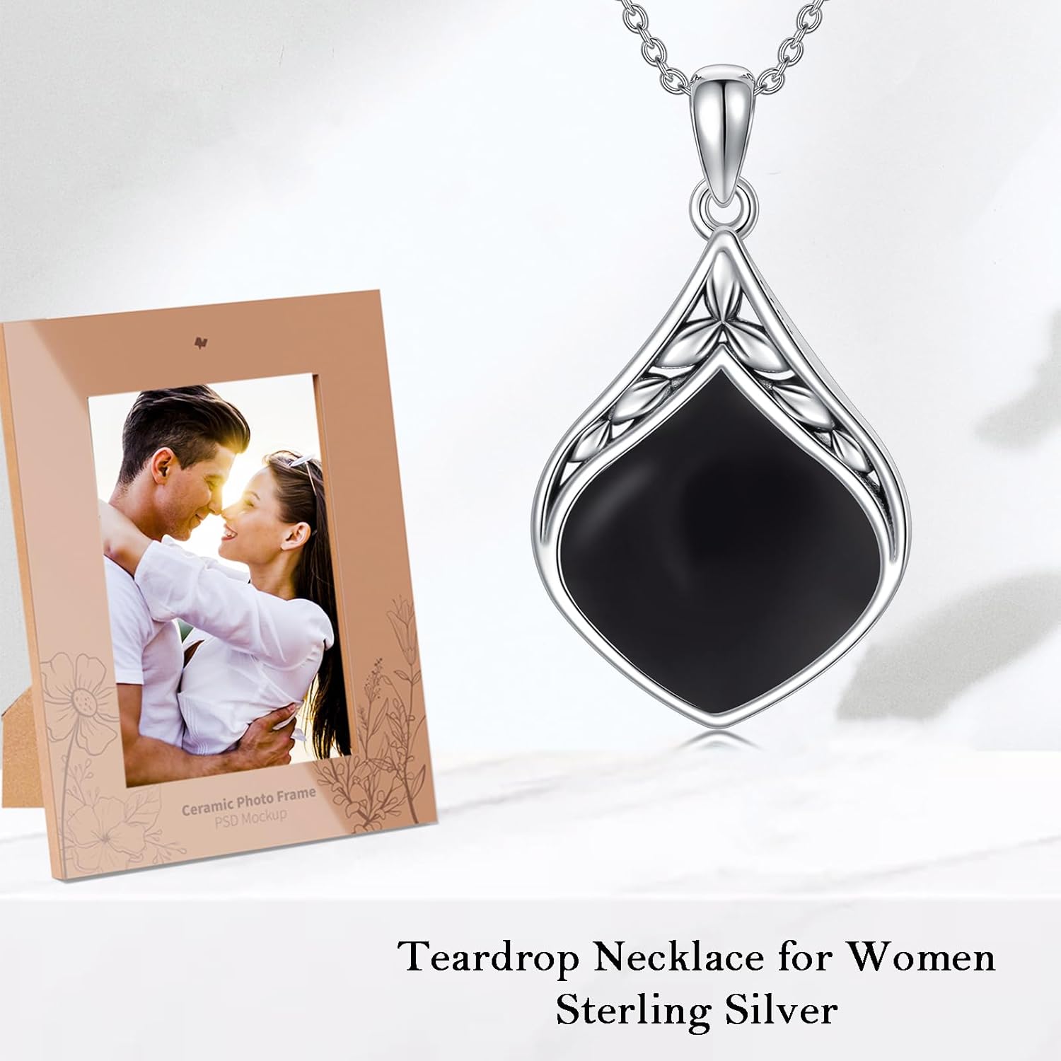 Teardrop Necklace 925 Sterling Silver Vintage Natural Gemstone Pendant Fine Jewelry Birthday Gifts for Women Mom Wife