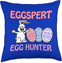 Eggspert Egg Hunter Easter Cute Cartoon Bunny Throw Pillow