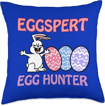 Eggspert Egg Hunter Easter Cute Cartoon Bunny Throw Pillow