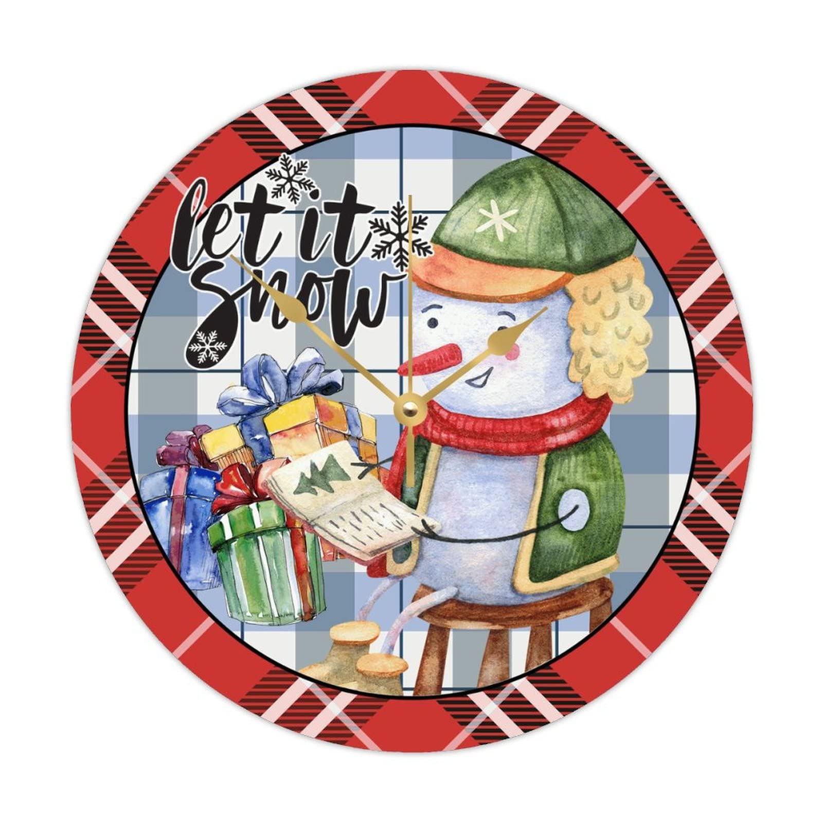 Sommeil protégé : horloge bois enfant silencieuse bonhomme de neige 38cm