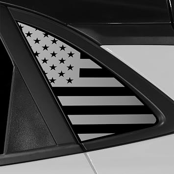BOGAR TECH DESIGNS Precut Quarter Window American Flag Vinyl Decal Sticker Compatible with Hyundai Kona 2018-2023, Matte Black