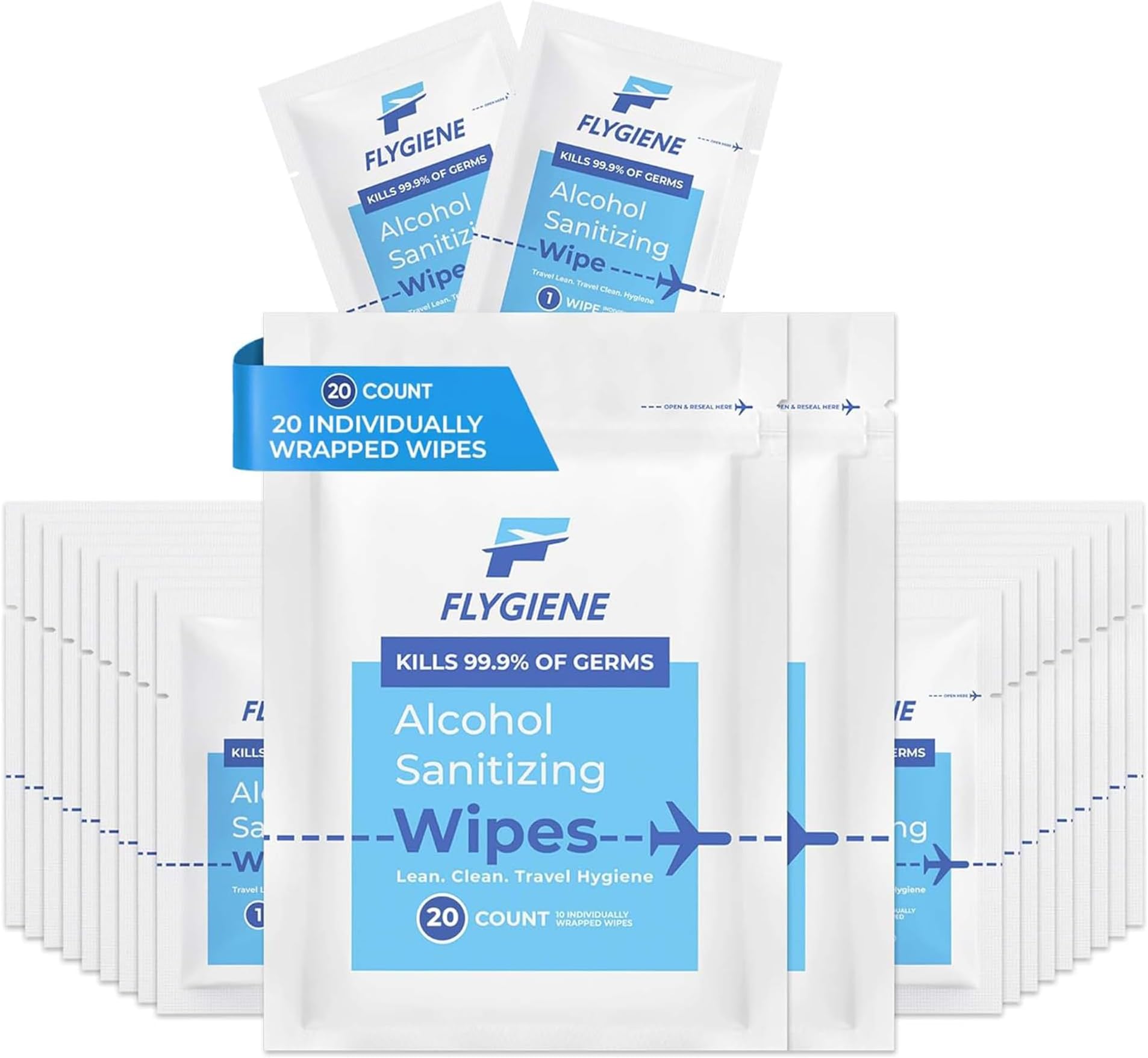 Travel Sanitizing Wipes (20 Count (2 Packs of 10))