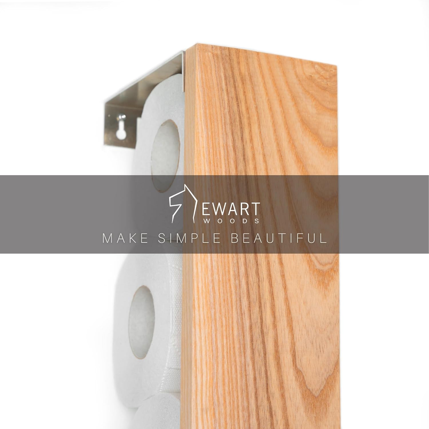 Toilet Paper Holder Wall Mount, Wooden Tissue Rack, Ashwood TP holder stand, Vertical WC Roll Organizer, Bathroom Accessories