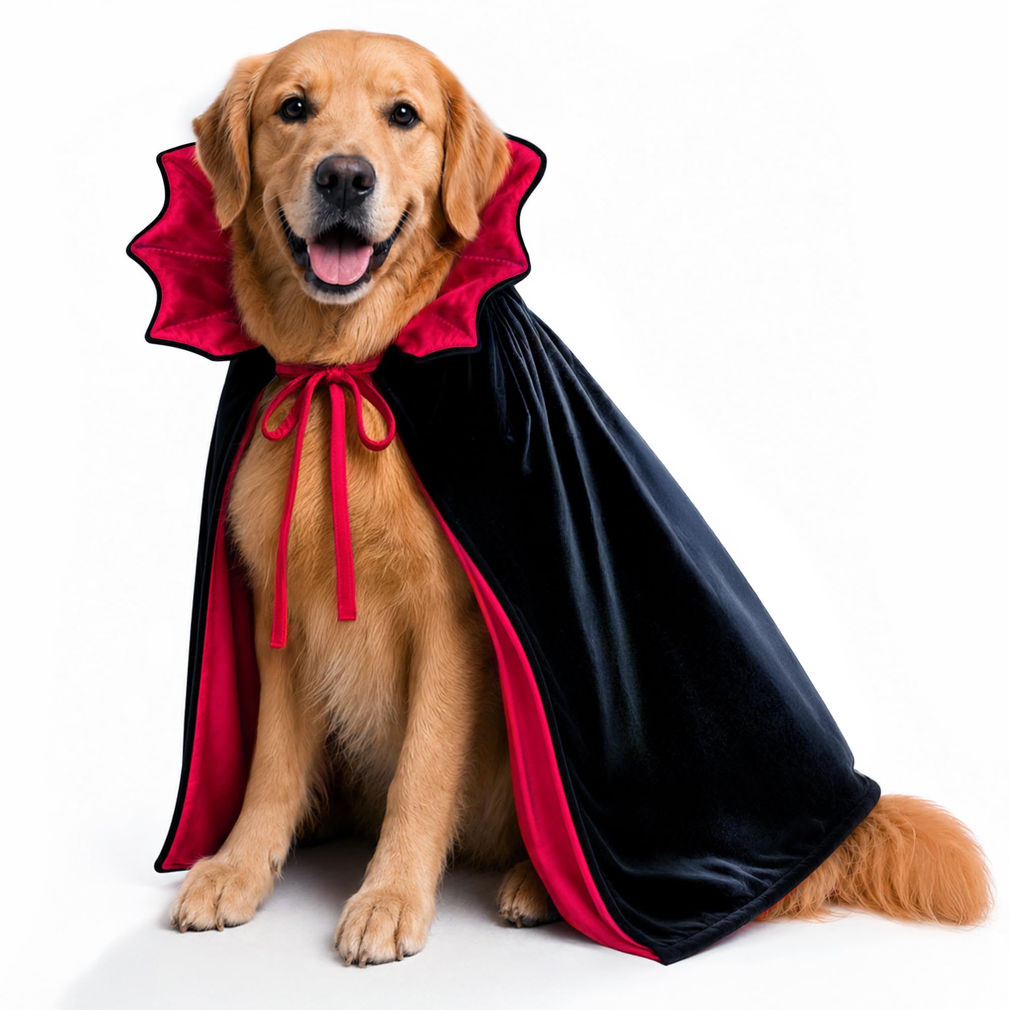 Dog Halloween Costume Vampire Cape Soft Velvet with Satin Lining and Stand Up Collar (L) All Breed Cat Puppy Kitten Dogs Outfit Cloak
