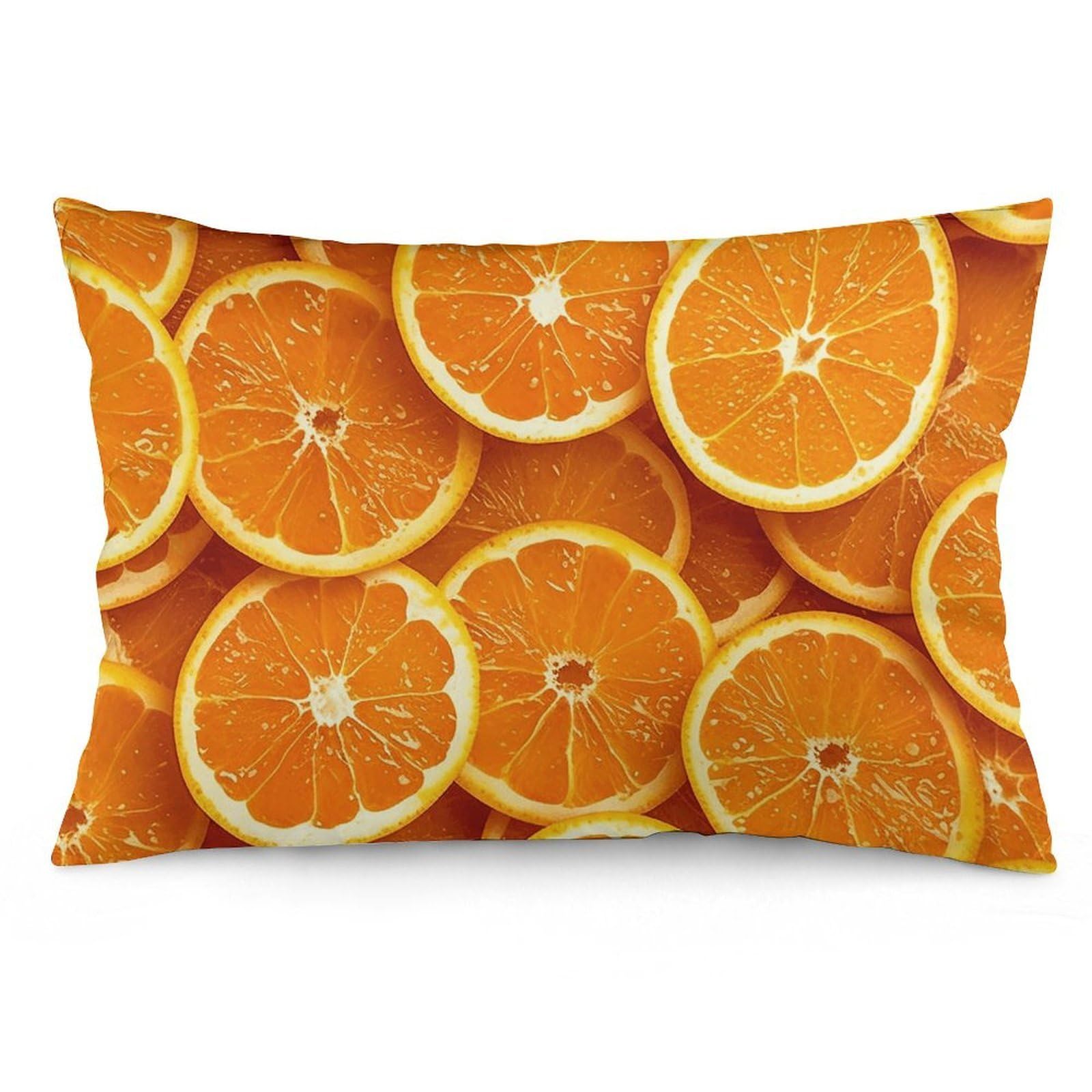 2 Pack Pillow Cases for Hair and Skin, Soft Breathable Pillow Case Covers with Hidden Zipper, Orange Slices Pillowcase 16 "x24 Pillow Covers for Sleeping Gift