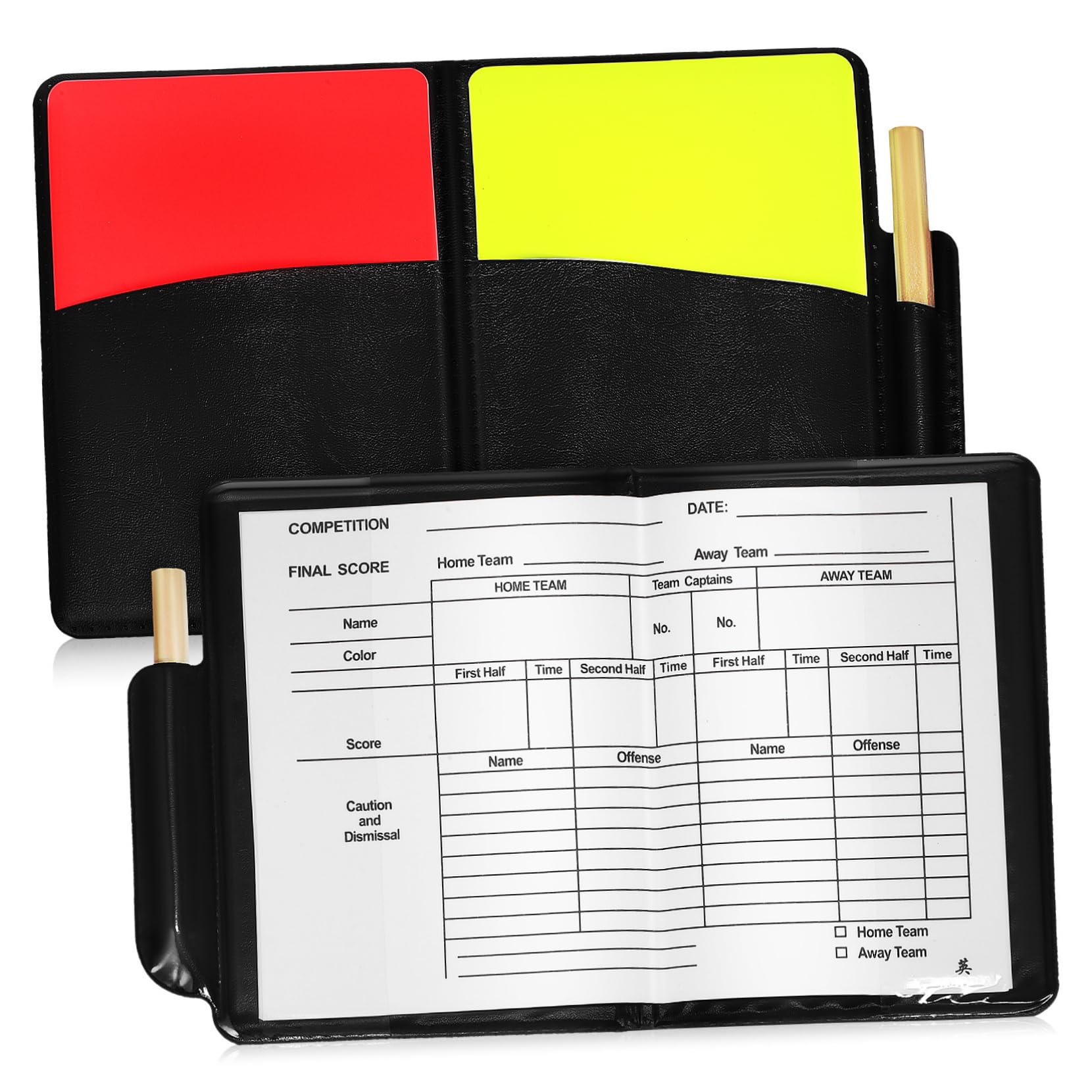 GALPADA Bright Red Yellow Soccer Referee Card Suit Complete Kit Score Sheet Pencil for Refereeing