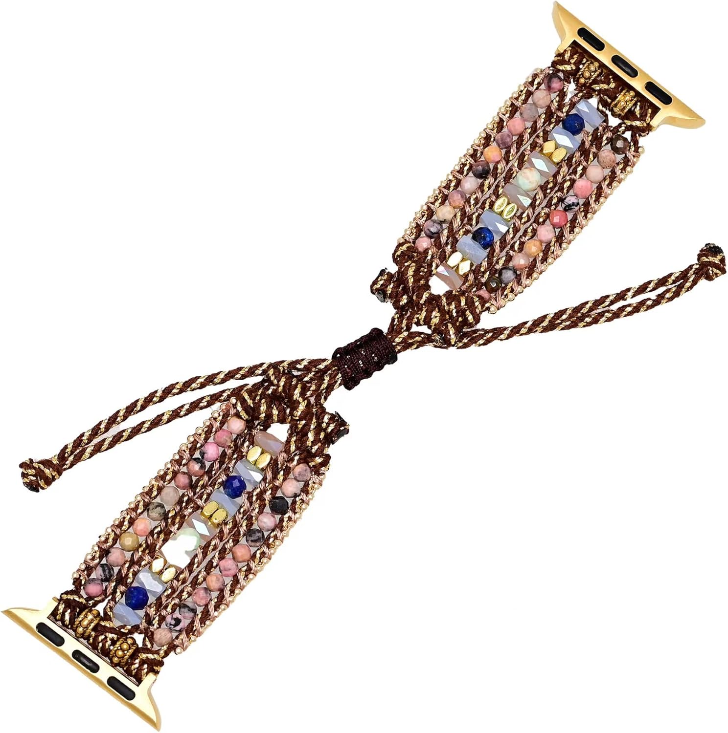 Boho Jasper Handmade Watch Band: Bohemian Natural Energy Stone Smartwatch Bands Compatible with Apple Watch 38mm/40mm/41mm/42mm/44mm/45mm Boho Imperial Jasper Gemstone iWatch Strap for iWatch Series 7/6/5/4/3/2/1/SE