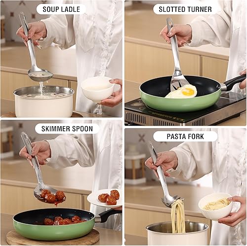 Miniatura 4 de Juego de Utensilios de Cocina de Acero Inoxidable, Juego de 7 Utensilios de Cocina, Utensilios de Cocina Duraderos - Tenedor para Carne, Cuchara de