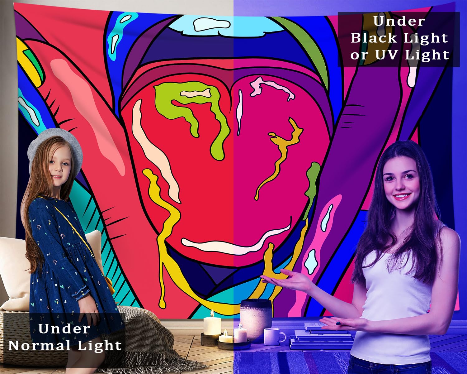 Amazon.com: QGHOT Sexy Tapestry, Blacklight Trippy Women Tapestry