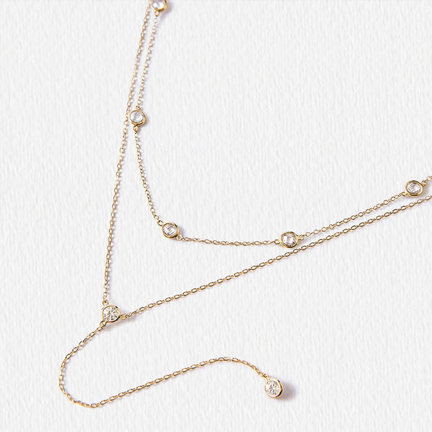 Gold Star Necklace For Women Pendant Adjustable Starburst Jewelry Statement Cubic Zirconia Double Layered Necklace For Prom Gifts - Image 5