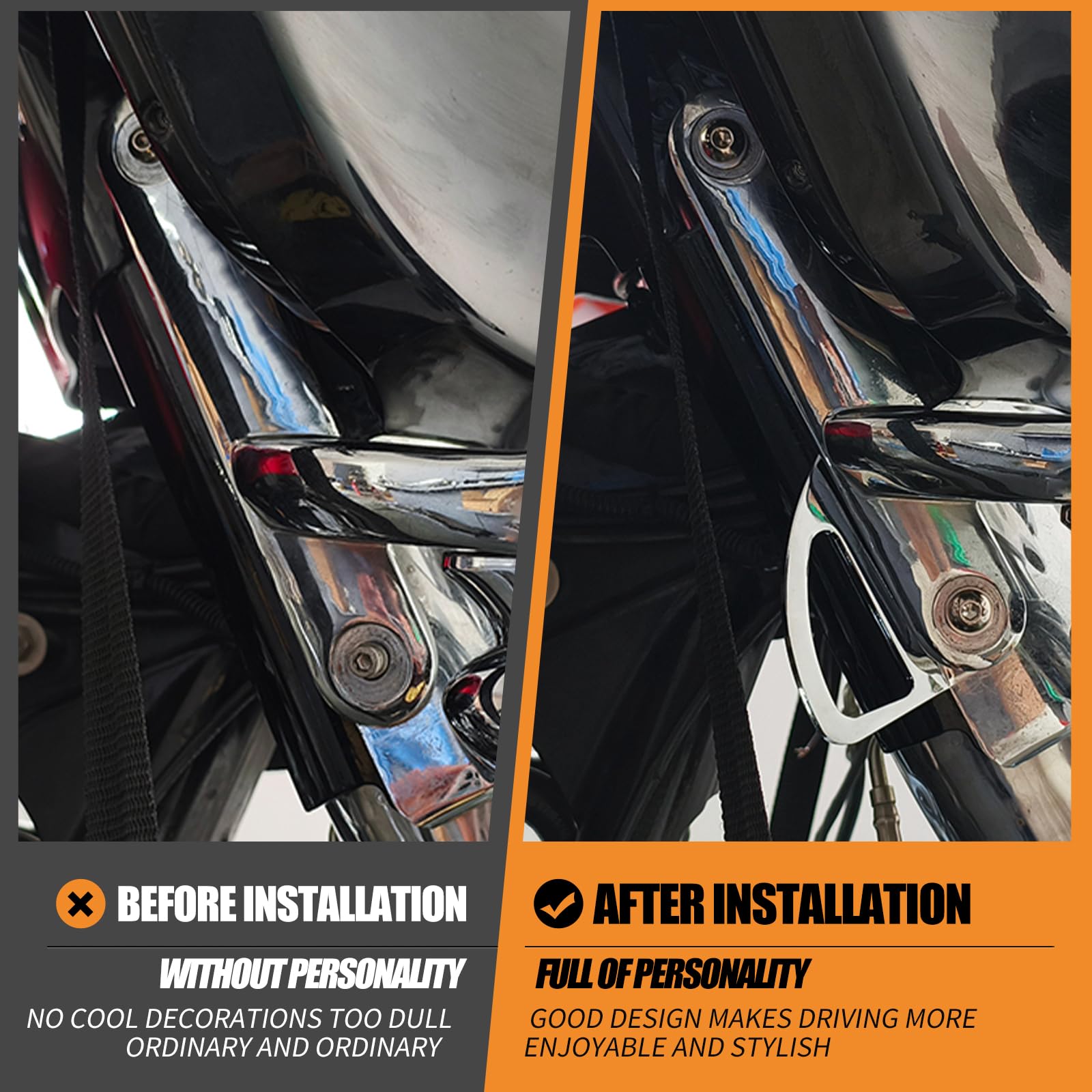Support d'arrimage avant de moto pour fourche avant de moto, support de remorque pour Harley Touring Electra Glide Road King Street Road Glide Tri Glide 1993-2023 (chromé)
