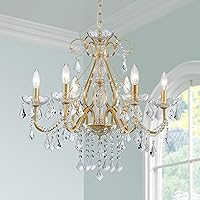 Vista 10 de Bestier - Candelabro antiguo de plata vintage con diseño de gotas de cristal, lámpara de iluminación para comedor, baño, vestíbulo, sala, requiere 6