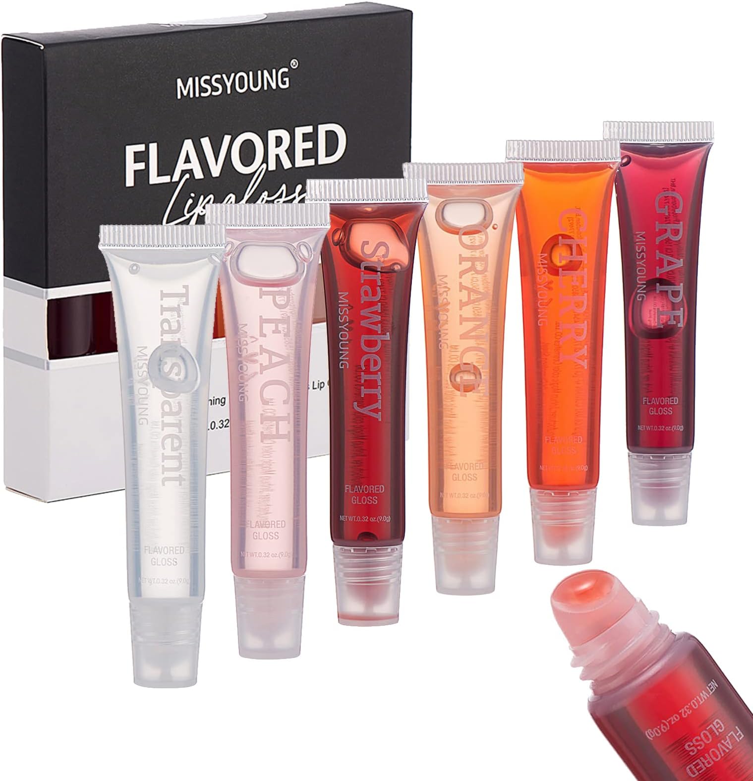 Holzsammlung Lip Gloss Fruit Flavour Moisturising Lipsticks, Lip Plumping Lipstick Set, Glitter Transparent Lipstick, Moisture Lip Gloss Shimmer Glass Luster Lip Glaze