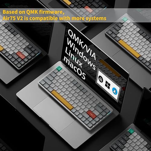Miniatura 4 de nuphy Air75 V2 - Teclado mecánico portátil al 75%, teclado inalámbrico, compatible con teclados Bluetooth Bluetooth2.4GUSB-C RGB, compatible con