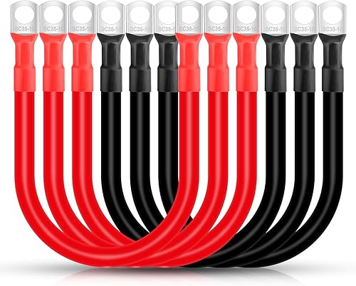 Linkstyle 6 cables de batería 2 AWG, cable de batería automático con terminales de 38 pulgadas, cable de cobre, cables de batería rojos y negros