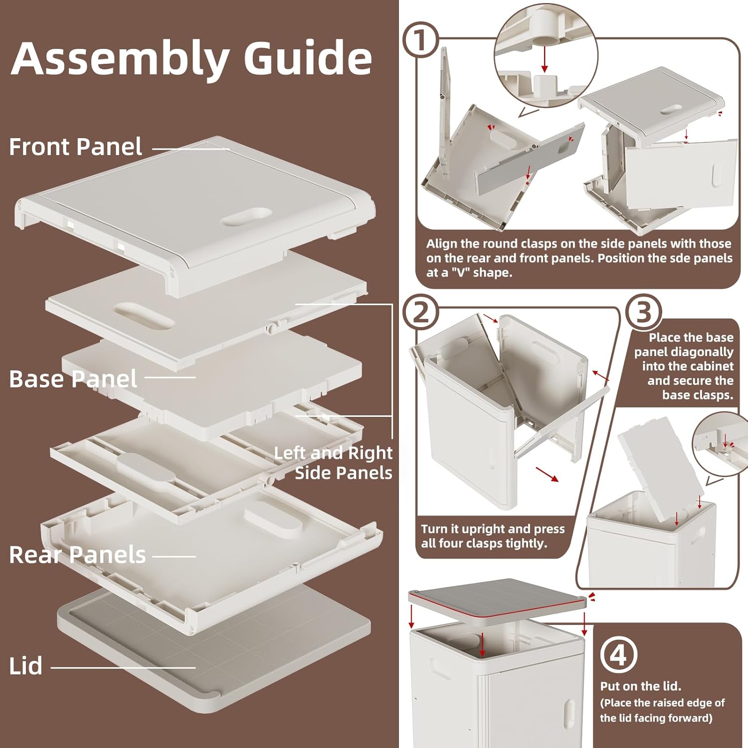 HAIXIN Storage Cabinet 3 Tier - Tall Narrow Bathroom Cabinet with Magnetic Door Toilet Paper Storage Cabinet Plastic Stackable Organizer for Restroom Kitchen