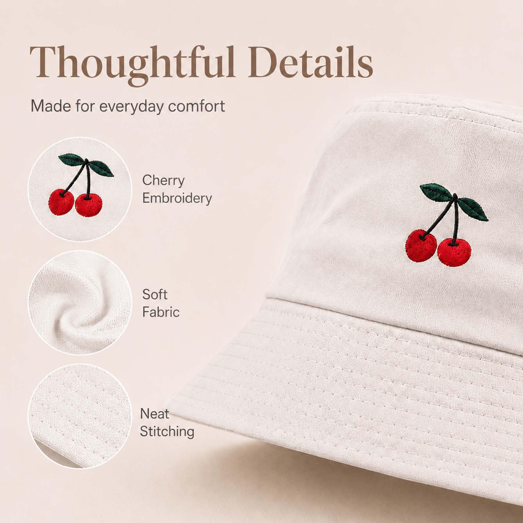 Feng Shui， Sombreros de Pescador para Mujer - Sombrero de Pescador con Bordado de Margaritas Sombrero de Pescador de Verano para Mujer Sombreros de Sol de Cubo de algodón Reversible Sombrero Plegable