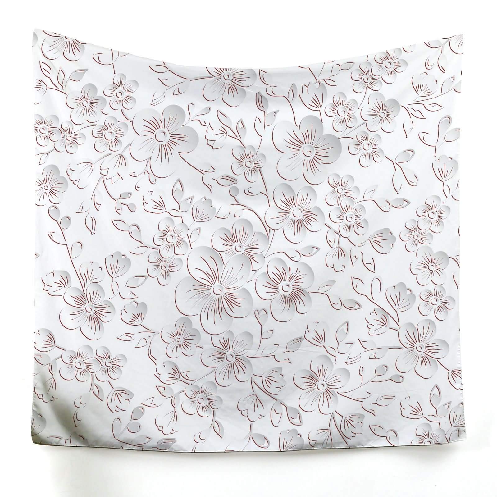 Tenture murale decoration fleurs 150x130 toile imprimée mode blanc