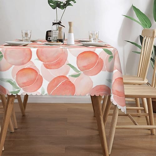 Miniatura 2 de Aimeryup Mantel rectangular de color durazno bonito, mantel rectangular impermeable para mesas rectangulares de 6 pies, manteles de mesa para