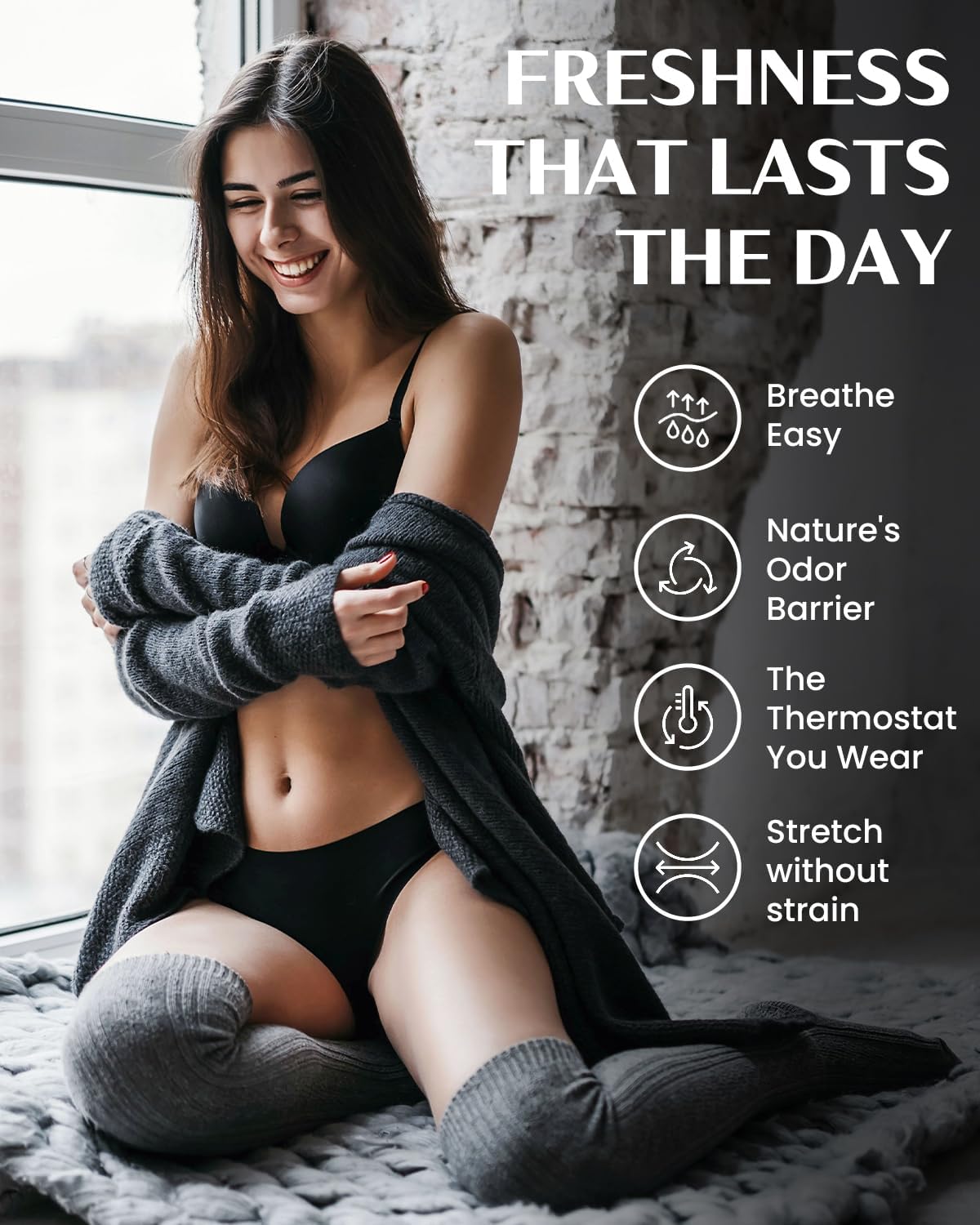 Women's 100% Merino Wool Briefs, Odor-resistant Wool Hipster Panties, Breathable Athletic Underwear for Ladies - Image 5