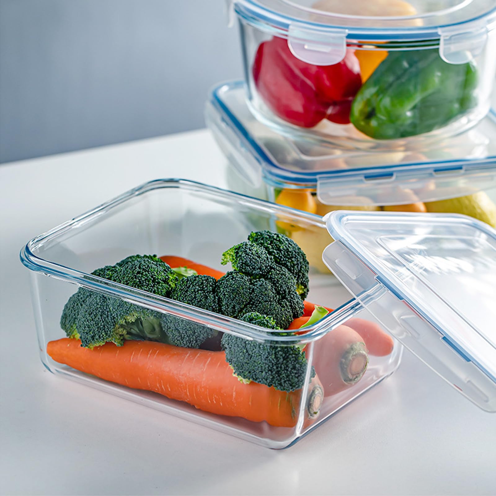 Contenitori per alimenti in vetro con coperchio ermetico, 3,3 l, formato famiglia, extra large, per marinatura, contenitore per cottura in forno, ciotole in vetro rettangolari