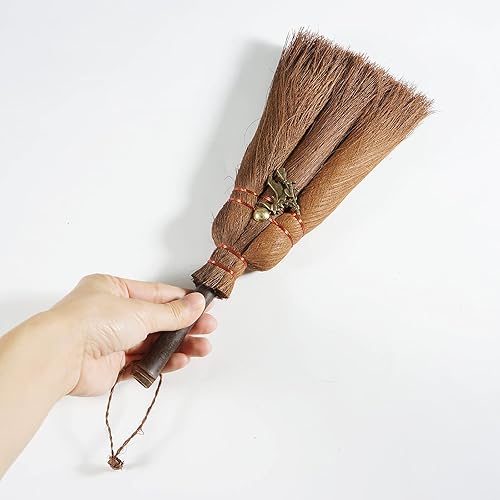 Miniatura 4 de Escoba de altar de bruja de 9.4 pulgadas en miniatura con cepillo Wicca para ceremonias mágicas, rituales Wiccan de Halloween y cucharas de café