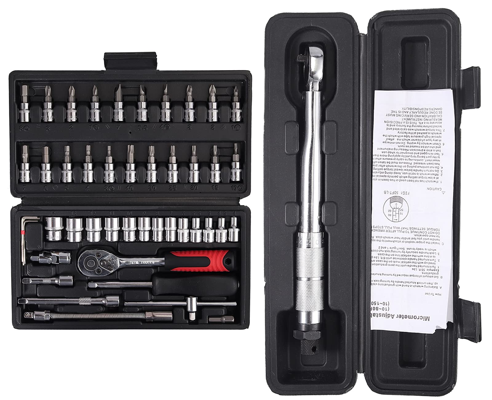 Buy Torque Wrench Kamtop 46 Pieces 1/4" Socket Wrench Set 525N with 1/