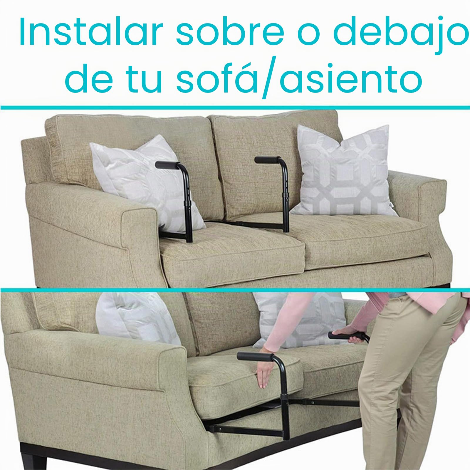 Barra de asistencia de pie – Ayuda de movilidad para levantarse sin esfuerzo del sofá, silla, sofá – Soporte de altura ajustable para mayor seguridad