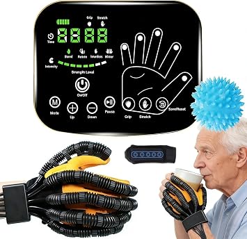 8th-Gen Rehabilitation Robot Gloves, Stroke Therapy Equipment, Hand Robotic Rehabilitation Device, 4 Modes, Adjustable Intensity, Touch Panel. Perfect Gifts for Stroke Patients with Hand Impairment