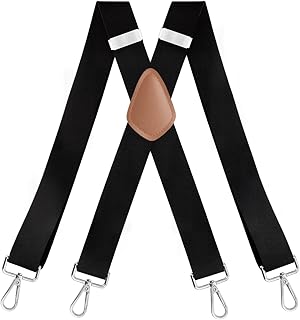 Hioip Men\'s Suspenders with Strong Metal Clips, Heavy Duty Adjustable Elastic 3.5cm Wide Braces for Trousers X-Back Style Suspenders for Men Women Casual, One Size Fits Most (Black)