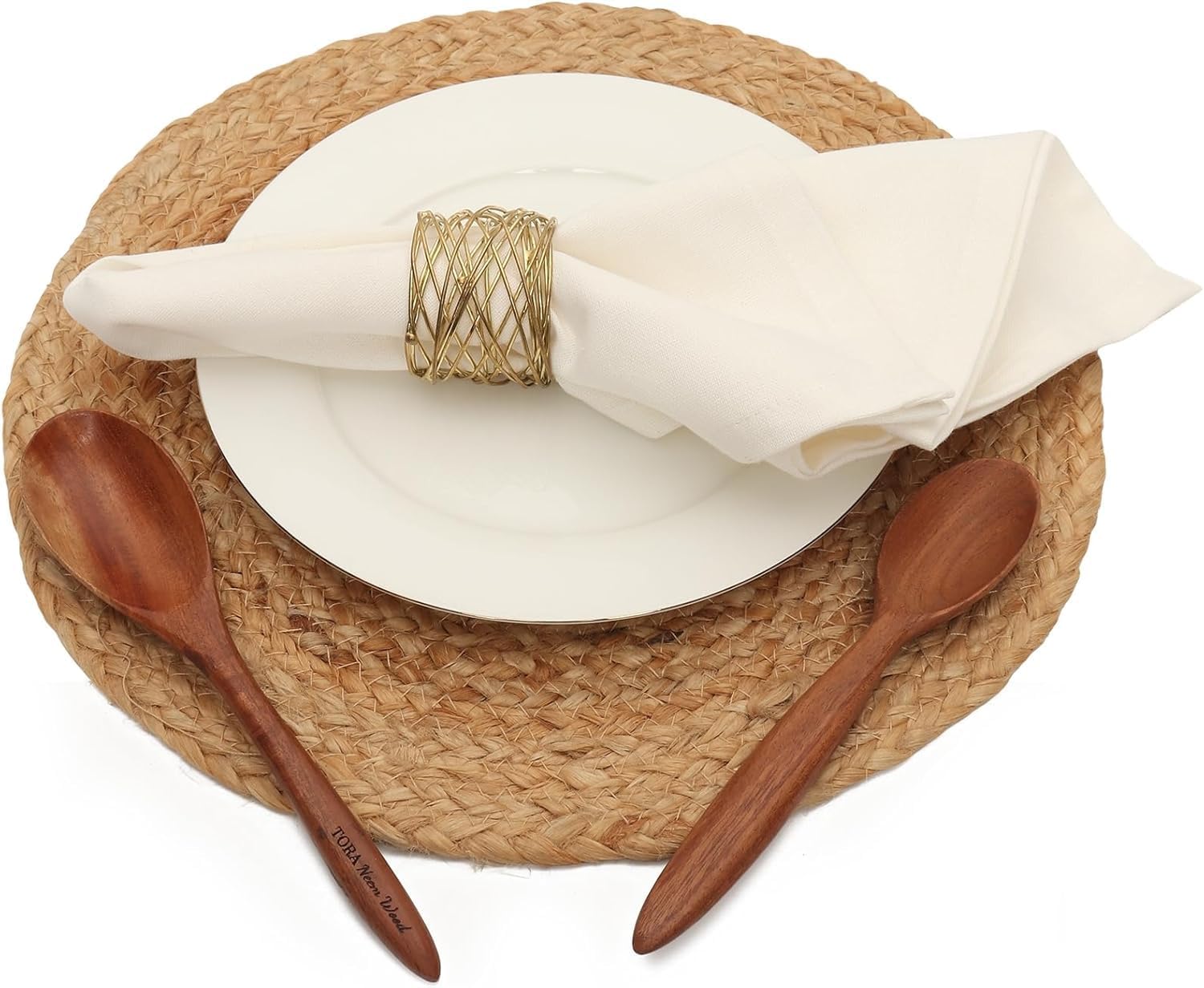 Napkin Rings for Dining Table, Classic Farmhouse Style, Holiday Table Decor, Set of Dining Accessories (Gold, 12)