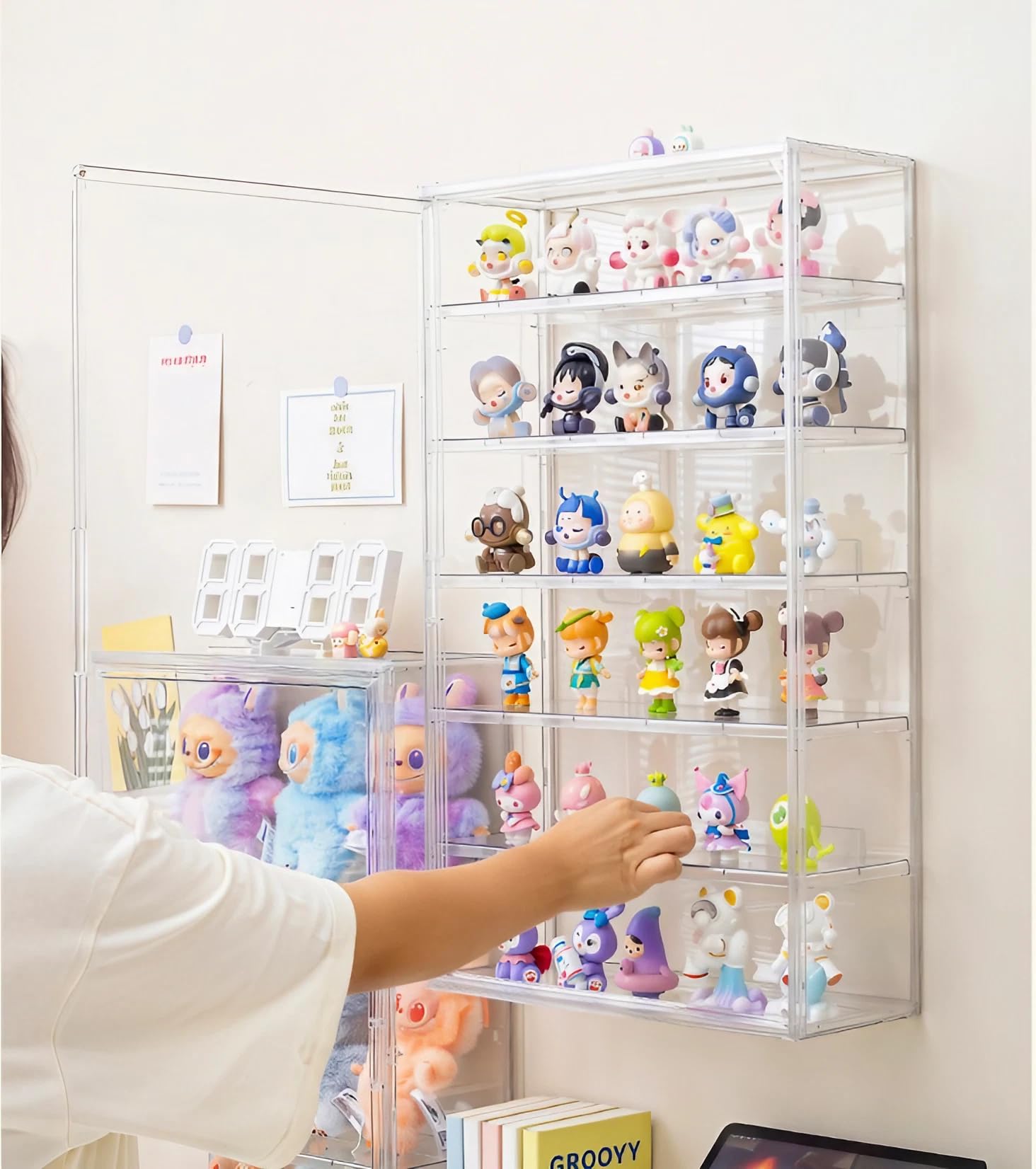 Vitrina Expositora para Colecciones con Puerta Magnética, Vitrina Acrílico Transparente, Cristal Expositor Metacrilato para Funko Pop Figuras, Figura Anime, Figura de Acción