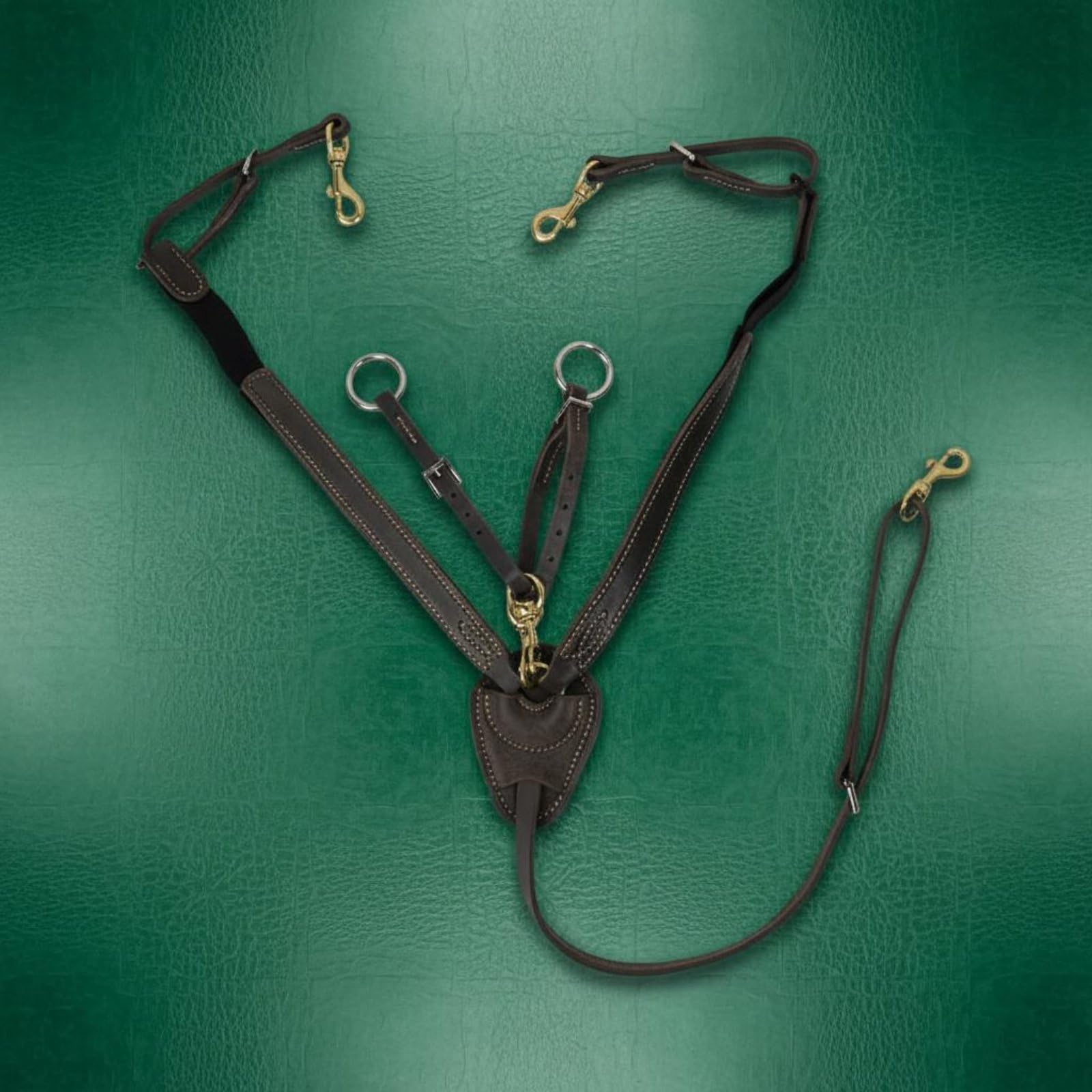 Pettorale Fascia per Cavallo Cuoio Elastico Connessione Metallo Fibbia Regolabile Funzione Stabilità Comfort Prodotto in Pelle Adatto per, Marrone, Marrone