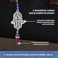 Vista 4 de LUCKBOOSTIUM Silver Ornate Hamsa Hand Jeweled Keychain - Evil Eye Protection, Hanging Gemstone - Good Luck Charms 1.8"x9" Arenisca azul