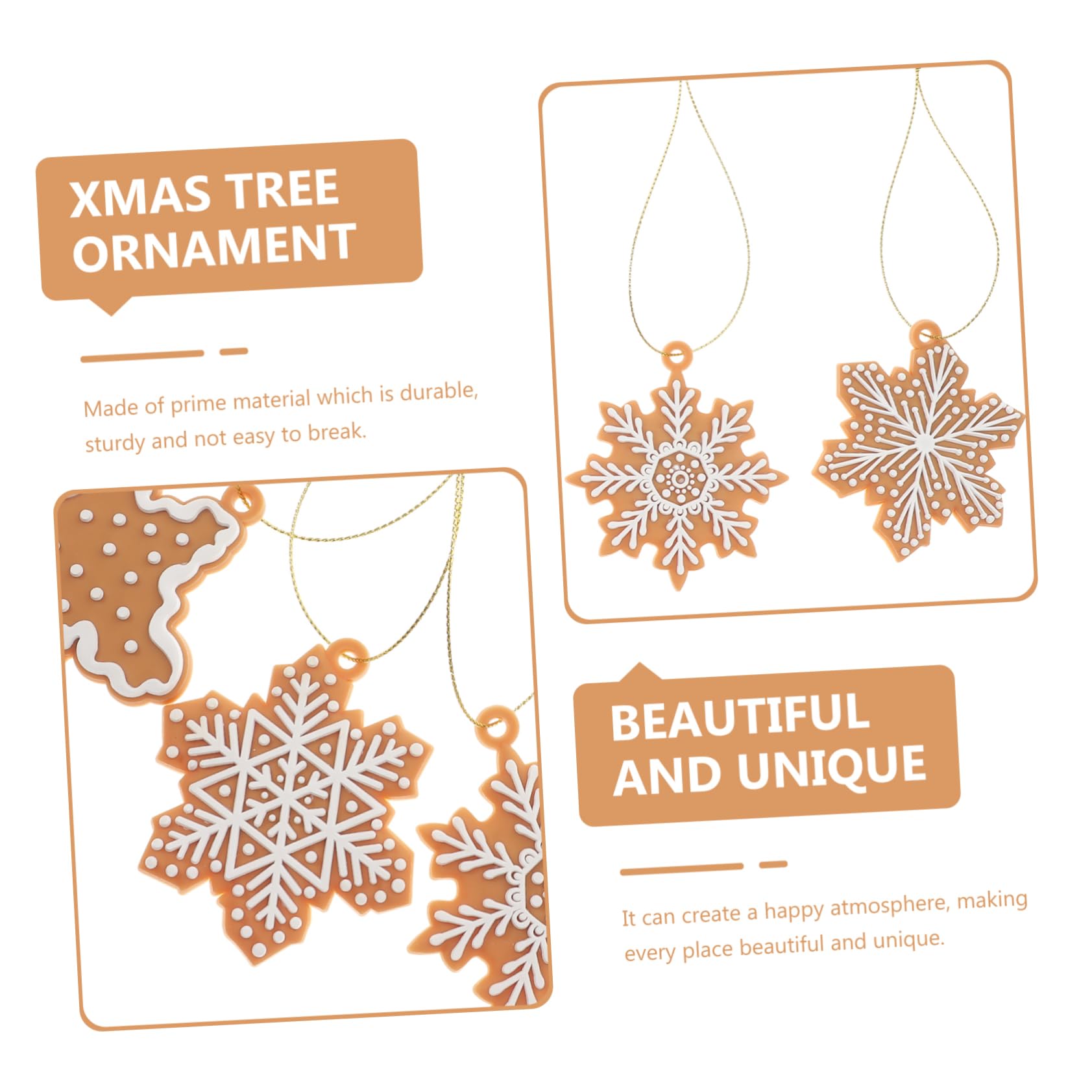 Alipis 60 Pièces Pendentif Flocon De Neige Ornement d'arbre De Noël Pendentif d'arbre De Noël Flocons De Neige Décoratifs Ornement De Noël Flocon De Neige en D'Épice Suspendus Décor