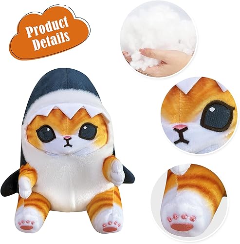 Miniatura 5 de Lindo juguete de peluche de gato de tiburón de 12 pulgadas, muñeca de peluche suave de gatito de tiburón, regalo de Navidad y cumpleaños para niños