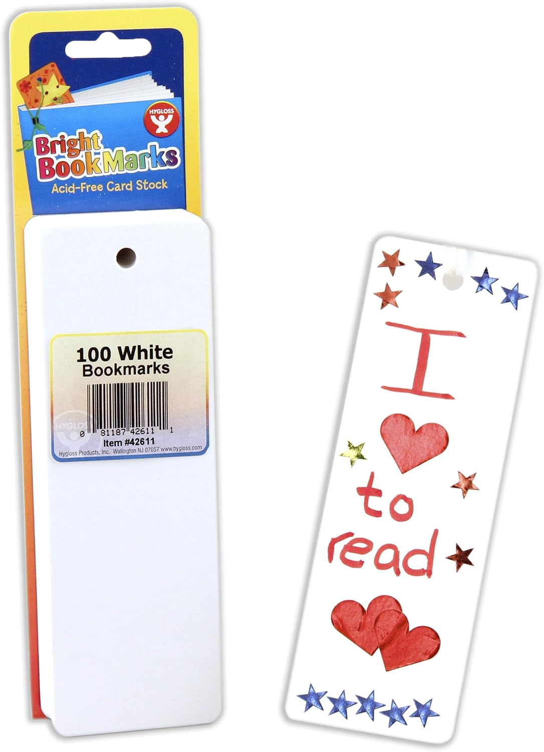 Hygloss Mighty Bright Bookmarks, 100 Ultra White