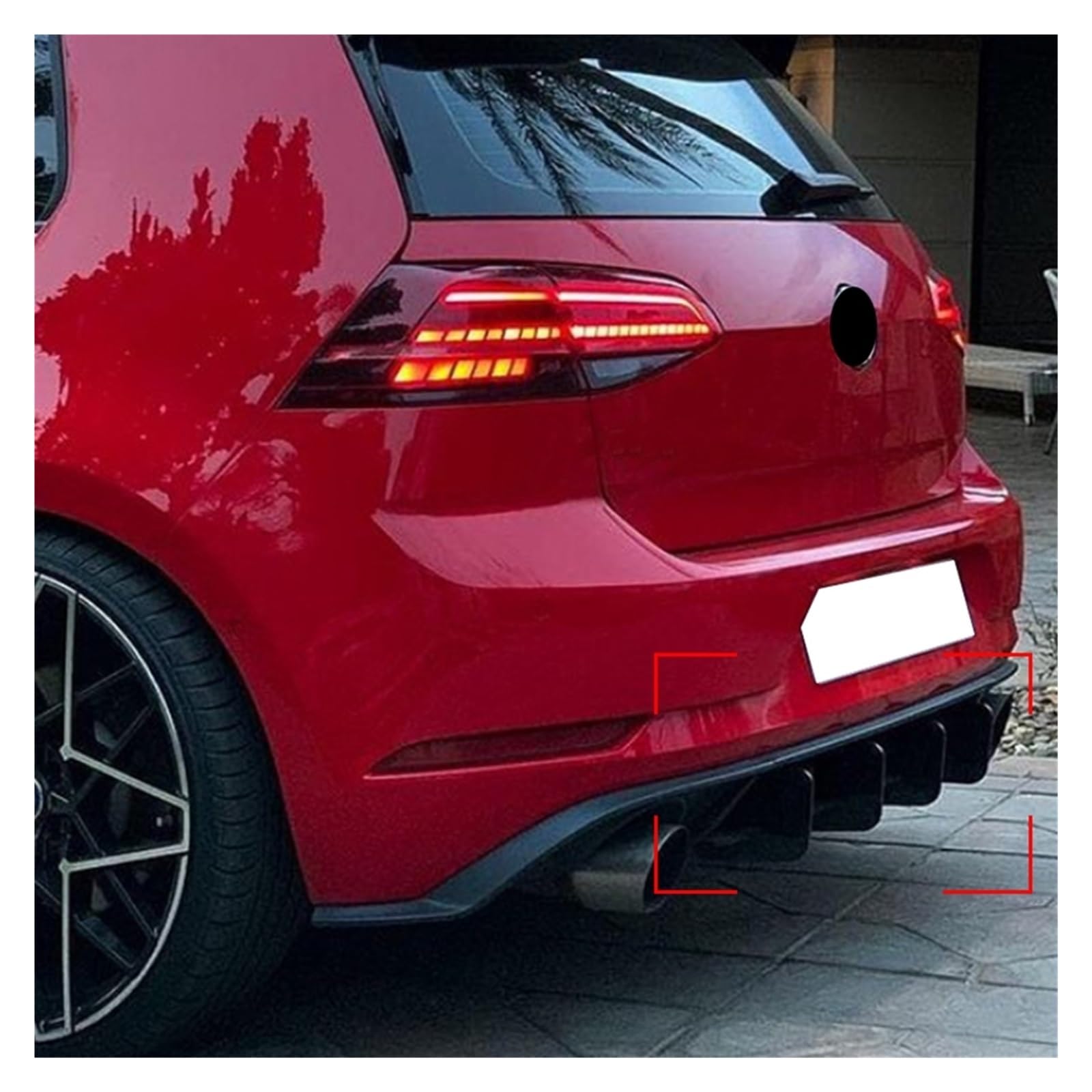Ramka dyfuzora tylnego zderzaka samochodowego, pasuje do Volkswagena, Golfa, MK7.5 GTI, wspornik 4-żebrowy, klapa bagażnika tylny dyfuzor podwozia samochodu
