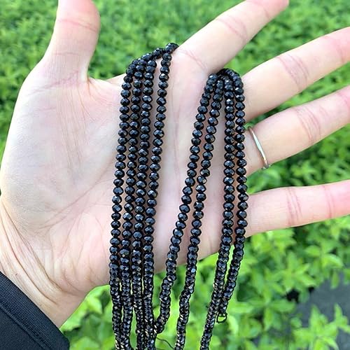 Miniatura 3 de Adabele GH1R-5 - Piedra preciosa curativa de cuarzo negro azabache natural, 1 hebra de 0.157 pulgadas, cuentas sueltas pequeñas de Rondelle (120-130