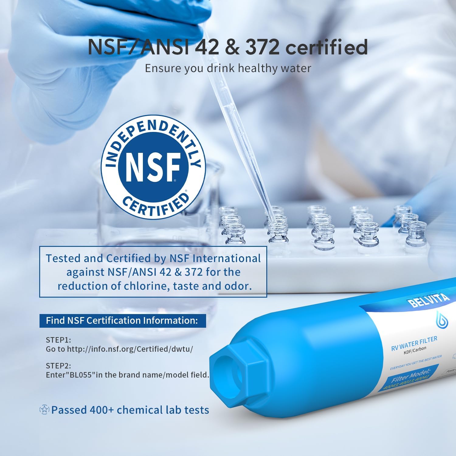 BELVITA RV Inline Water Filter with Strong Brass 90 Diploma Hose Elbow, Eliminates Stress and Pressure On RV Water Consumption Hose Fittings(3 Pack)