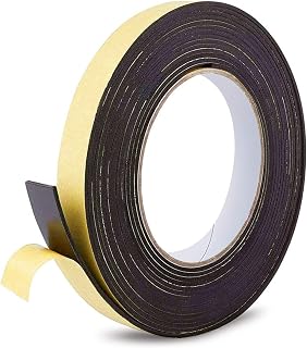 Foam Weather Stripping Seal Tape, 15mm * 5m Foam Seal Tape for Doors and Windows, High Density Foam Tape for Doors and Windows Gasket Insulation (Black)