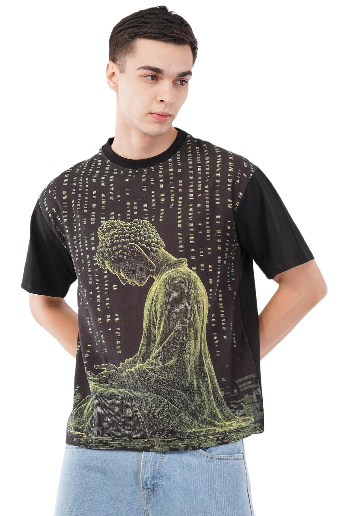 The Dawn Rise Printed T-Shirt for Men | Off-White Organic Flex Cotton Tee | DTG Sun Print | Breathable, Soft & Stretchable Fabric | Casual Streetwear | Size - s S to 2XL