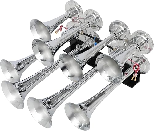 Miniatura 2 de cciyu Bocina de aire de tren de 135 dB, bocina de tren, 8 trompetas para camiones/coches/SUV, sonido fuerte, para vehículos de 12 V/24 V