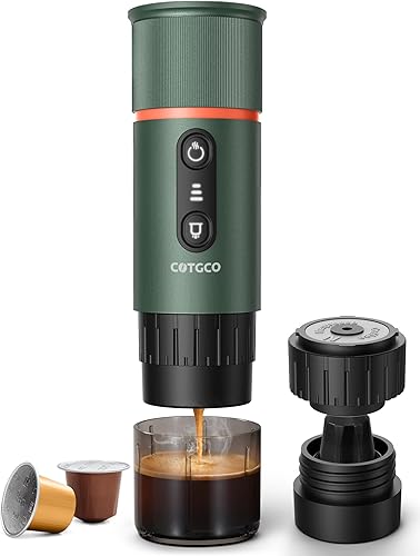 Cafetera espresso portátil, cafetera de viaje para camping, 20 bares autocalentable recargable con USB-C, con cápsula NS para cocheviajecamping
