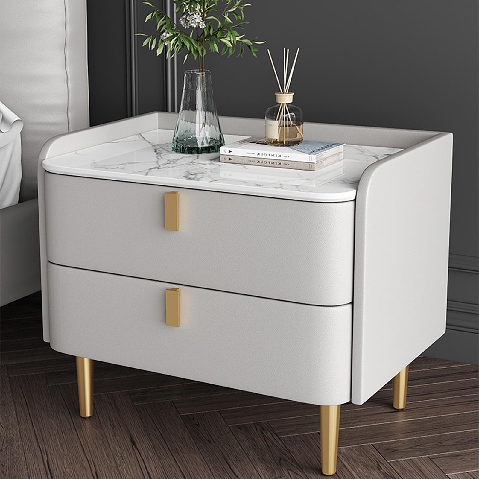 Comodino Moderno con cassetti, Robusto Comodino per Camera da Letto, Piccolo vano portaoggetti Laterale, Facile da Montare, Ideale per Camera, dormitorio o Ufficio.