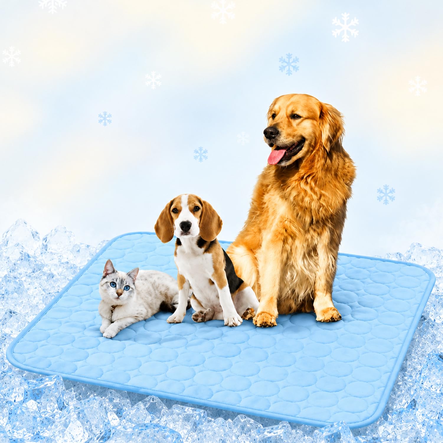 Jyswx Dog Cooling Mat, Self Cooling Pet Pad for Dogs & Cats, Foldable Cooling Mat for Summer, Home & Travel, 30x40cm, Circular Pattern, Blue — image 1