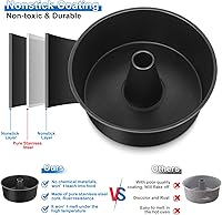 Vista 3 de TeamFar Molde redondo de 10 pulgadas para tarta de comida de ángel, molde para pastel antiadherente con núcleo de acero inoxidable para pastel