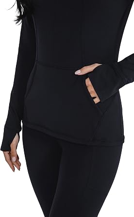Yogalicious Half Zip Lightweight Workout Long Sleeve Athletic Jacket with Front Pockets and Thumbholes