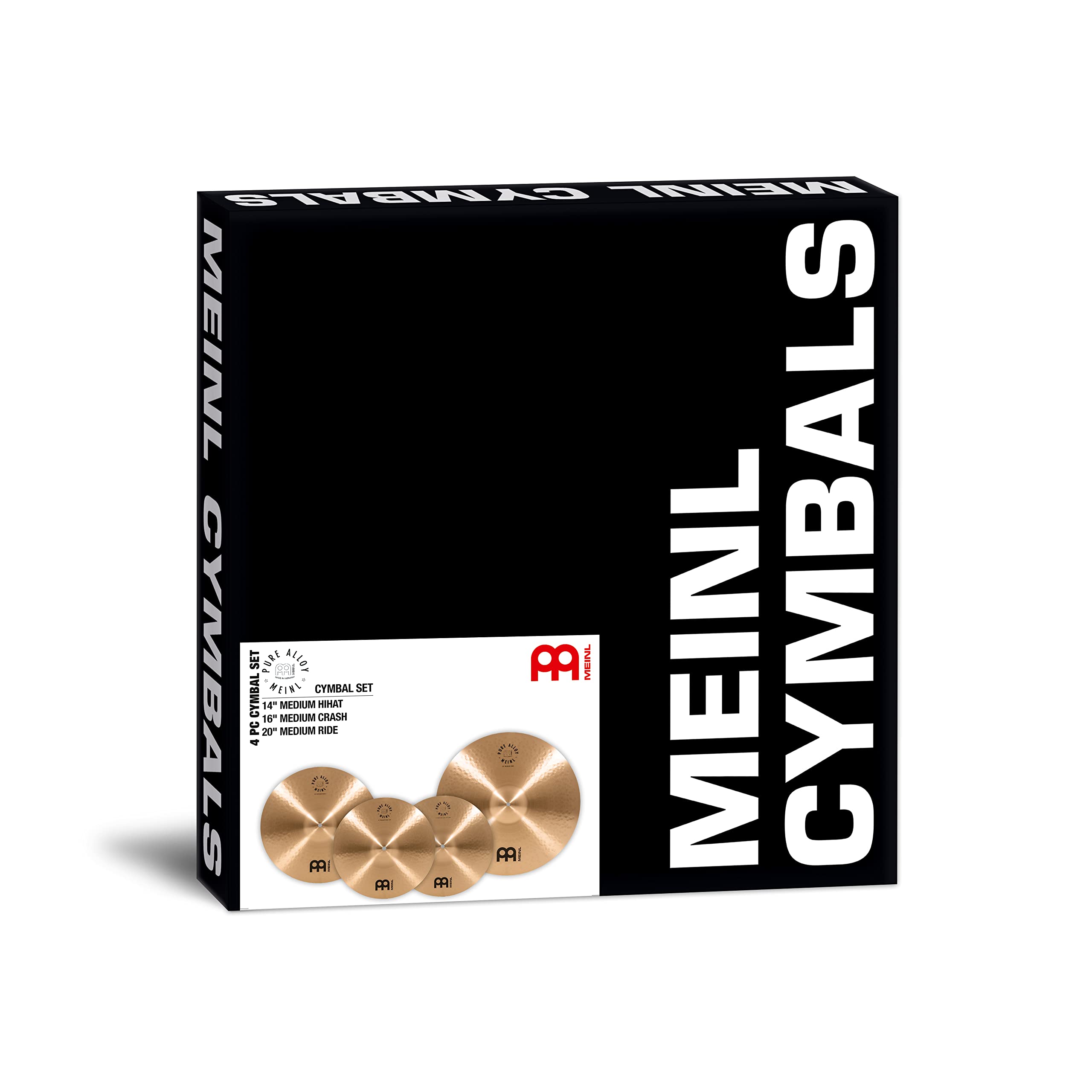 Meinl Cymbals Pure Alloy Cymbal Set 14-20 pouces (35,56-50,80cm) Ensemble de Cymbales – Pure Alloy Bronze, Finition Traditionnelle (PA141620)